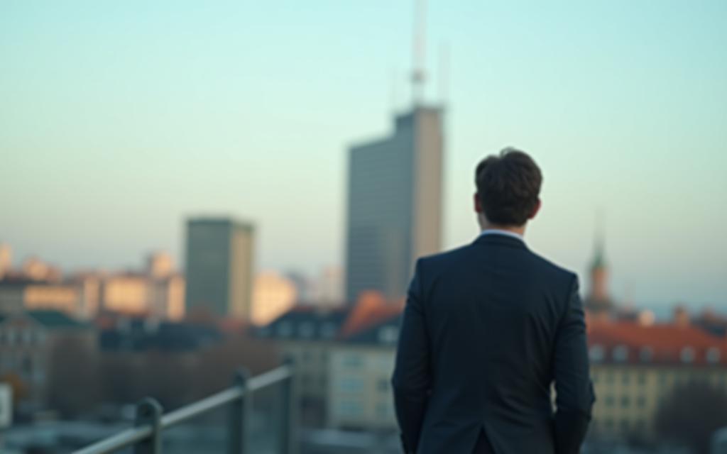 Professional looking out towards Copenhagen skyline