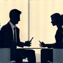 Two people conducting a practice interview session