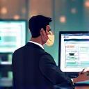 Person looking confidently at a computer screen, representing online presence